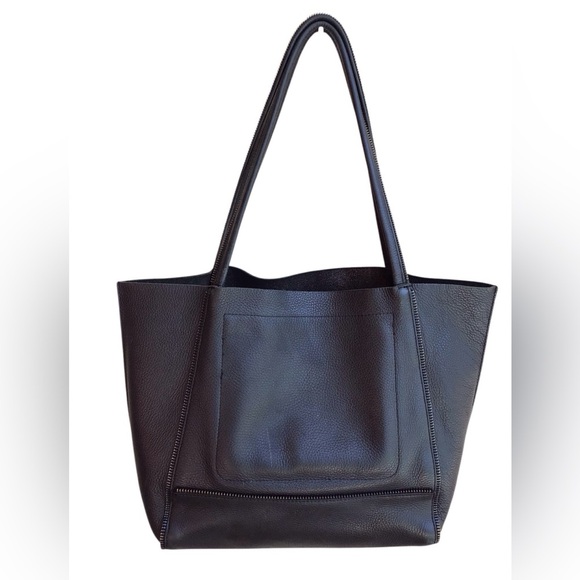 Botkier Soho Black Leather Zipper Trim Tote - Picture 3 of 10